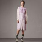 Burberry Burberry Short-sleeve Embroidered Tulle T-shirt Dress, Size: 04, Beige