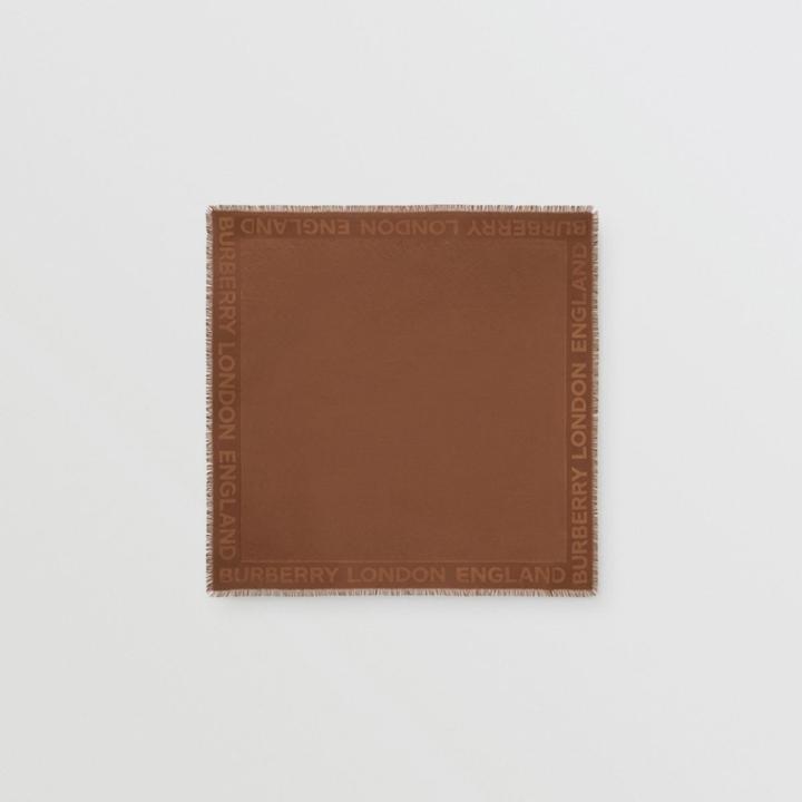 Burberry Burberry Monogram Silk Wool Jacquard Large Square Scarf, Brown
