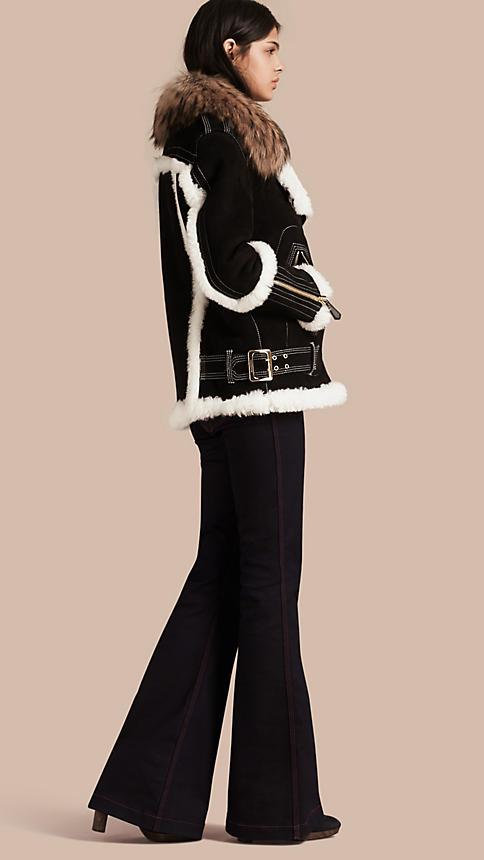 Burberry Fur-trim Suede And Shearling Aviator Jacket