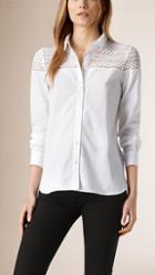 Burberry Macram Lace Detail Cotton Shirt