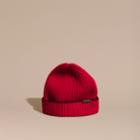 Burberry Burberry Ribbed Cashmere Beanie With Border Detail, Red