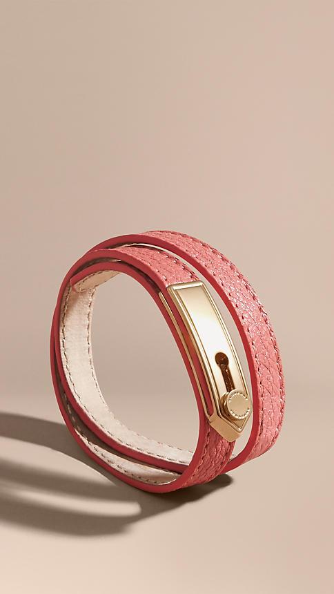Burberry Epaulette Plaque Leather Bracelet