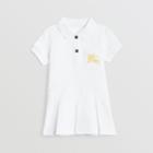 Burberry Burberry Childrens Ekd Logo Cotton Polo Dress, Size: 12m, White