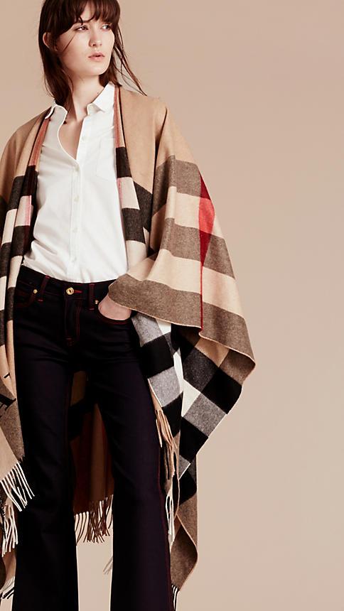Burberry Check Cashmere Poncho