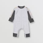 Burberry Burberry Childrens Check Detail Two-tone Cotton Jumpsuit, Size: 1m, Grey