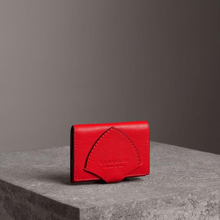 Burberry Burberry Equestrian Shield Two-tone Leather Folding Wallet, Red