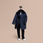 Burberry Burberry Technical Wool Coat With Detachable Shearling Collar, Size: 14y, Blue