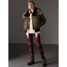 Burberry Burberry Oversized Rib Knit Collar Down-filled Bomber Jacket, Size: Xs, Green