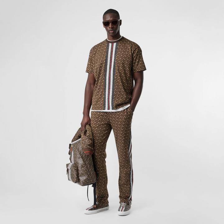 Burberry Burberry Monogram Stripe Print Cotton T-shirt, Bridle Brown