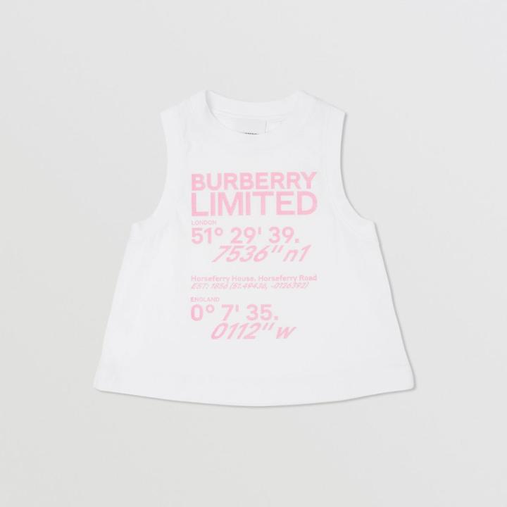 Burberry Burberry Childrens Coordinates Print Cotton Sleeveless Top, Size: 14y, White