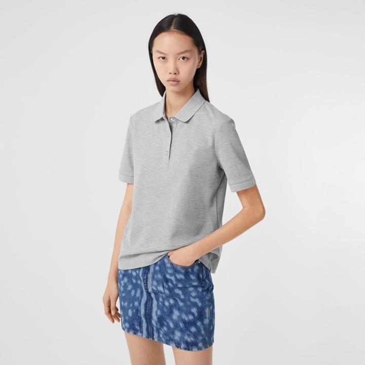 Burberry Burberry Monogram Motif Cotton Piqu Polo Shirt, Grey