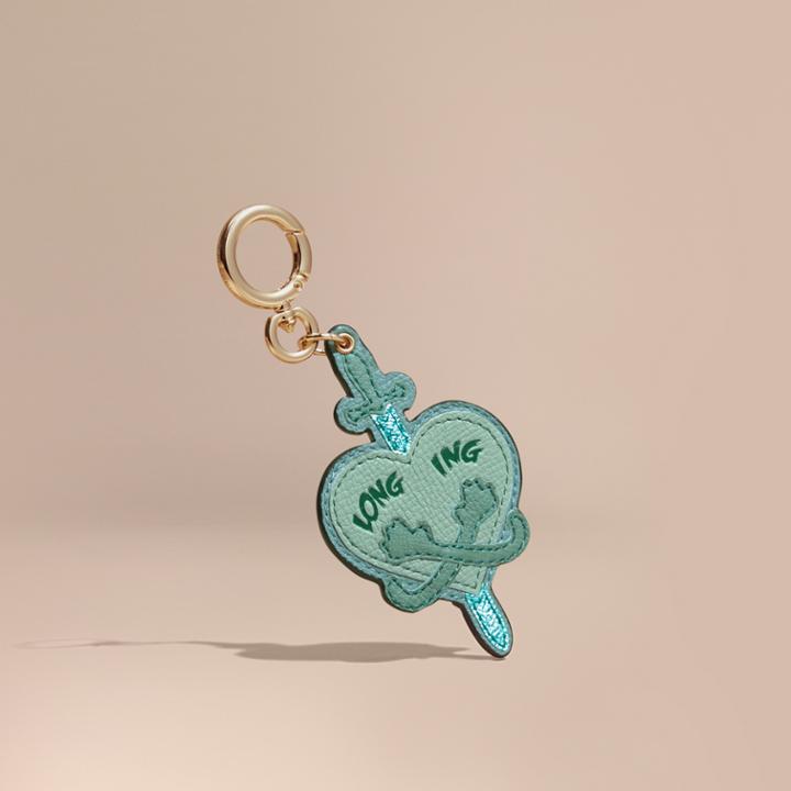 Burberry Burberry Longing Motif Leather Key Charm, Green
