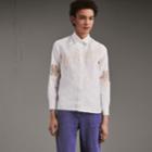 Burberry Burberry Lace Cutwork Herringbone Cotton Shirt, Size: 08, White