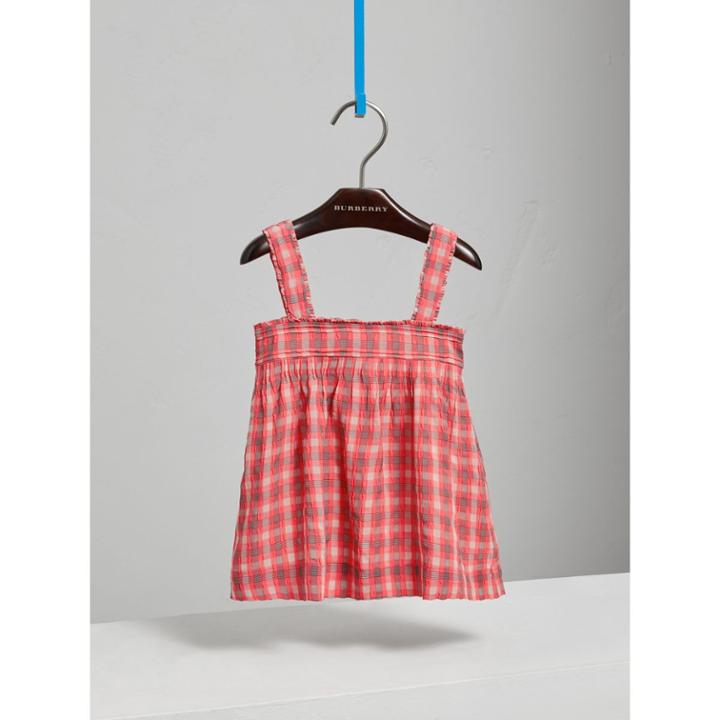 Burberry Burberry Check Seersucker Dress, Size: 2y, Pink