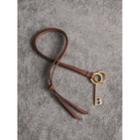 Burberry Burberry Motif Metal And Leather Strap Key Charm, Brown