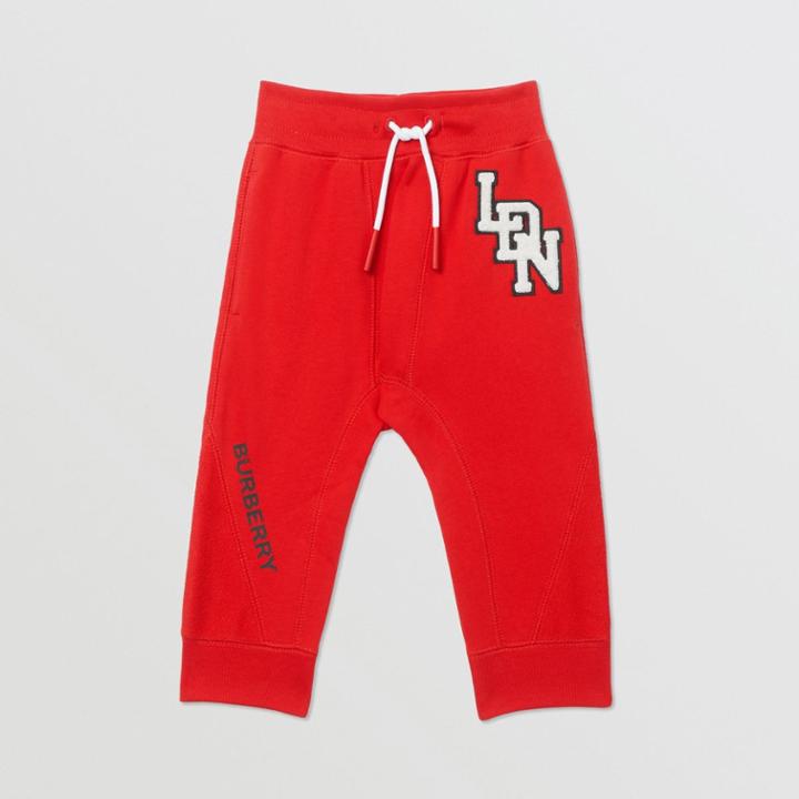 Burberry Burberry Childrens Logo Graphic Cotton Trackpants, Size: 18m, Red