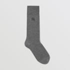 Burberry Burberry Embroidered Ekd Cotton Blend Socks, Grey