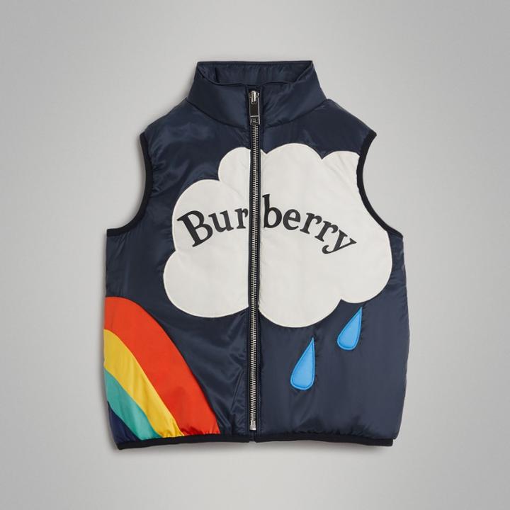 Burberry Burberry Rainbow Graphic Showerproof Down-filled Gilet, Size: 10y, Black