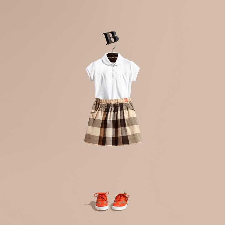 Burberry Burberry Check Cotton Ruched Skirt, Size: 8y, Beige