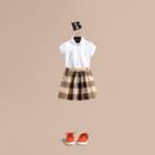 Burberry Burberry Check Cotton Ruched Skirt, Size: 8y, Beige