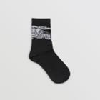 Burberry Burberry Equestrian Knight Intarsia Socks, Size: L, Black