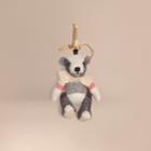 Burberry Burberry Thomas Bear Charm In Check Cashmere, Beige