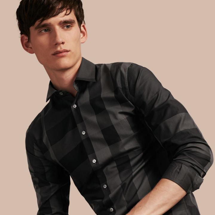 Burberry Burberry Check Cotton Shirt, Size: Xlsf, Grey