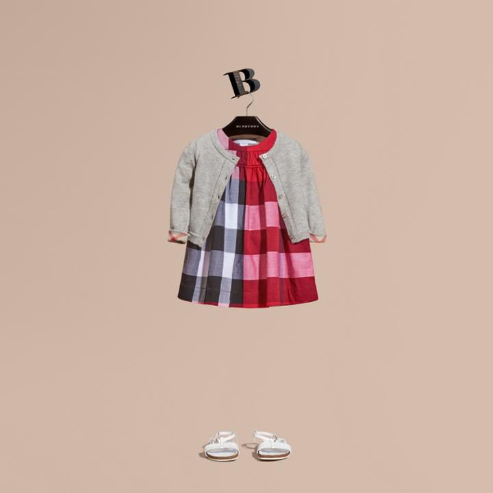 Burberry Burberry Check Cotton Dress, Size: 2y, Red