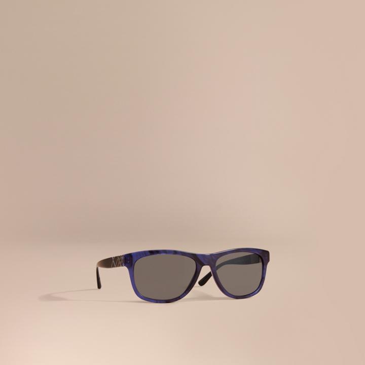 Burberry Burberry Check Detail Square Frame Sunglasses, Blue