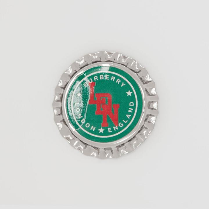 Burberry Burberry Palladium-plated Bottle Cap Brooch, Grey