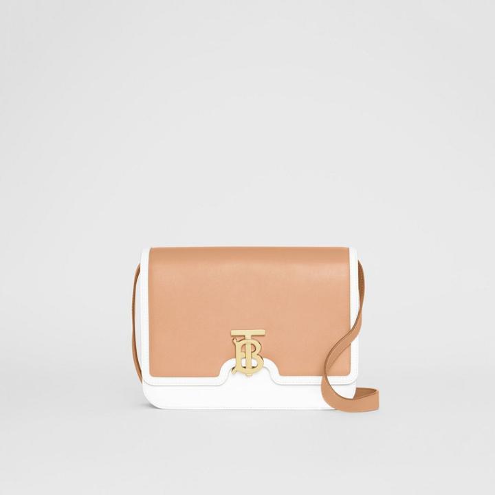 Burberry Burberry Medium Two-tone Leather Tb Bag, White