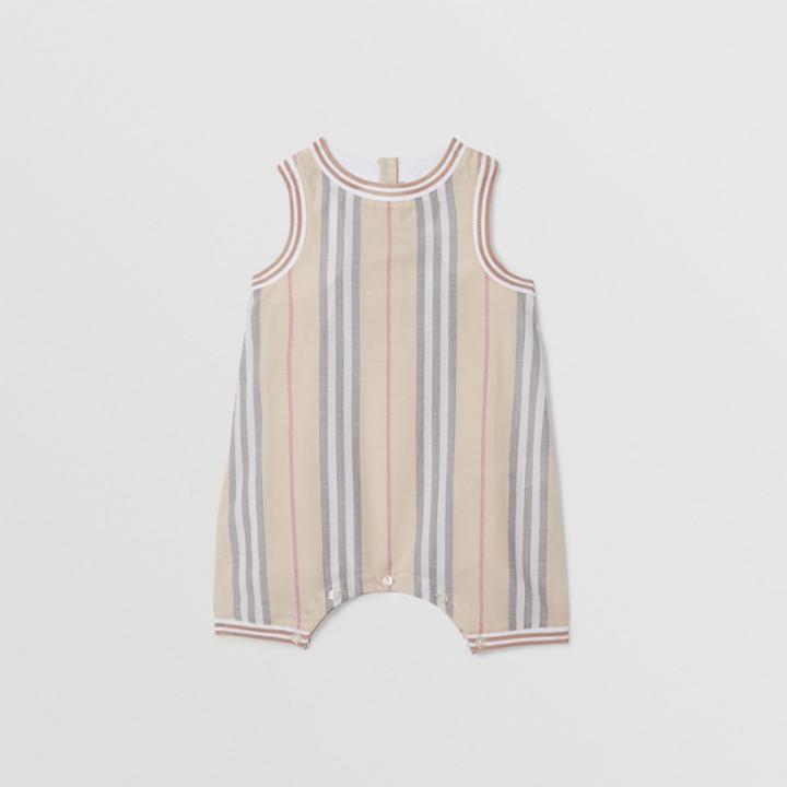 Burberry Burberry Childrens Icon Stripe Cotton Jumpsuit, Size: 6m, Beige