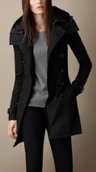 Burberry Brit Hooded Trench Coat With Warmer
