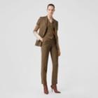Burberry Burberry Side Stripe Houndstooth Check Wool Tailored Trousers, Size: 04, Beige