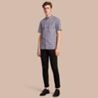 Burberry Burberry Short-sleeve Button-down Collar Cotton Gingham Shirt, Blue