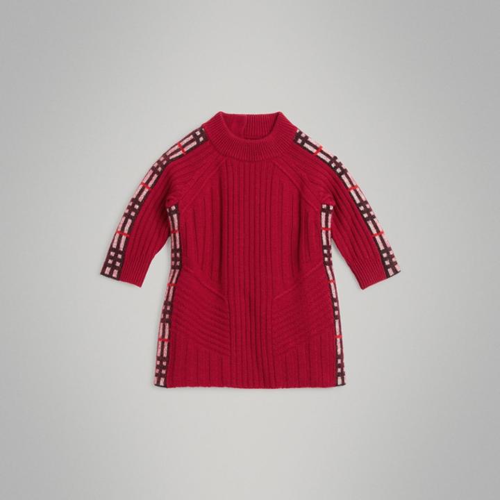 Burberry Burberry Check Detail Wool Cashmere Dress, Size: 18m, Grey