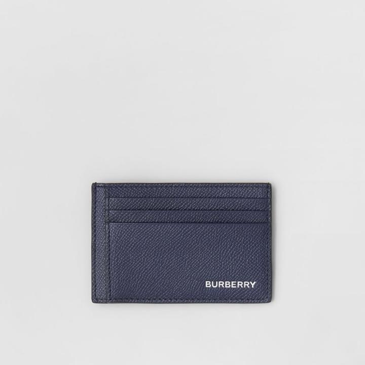 Burberry Burberry Grainy Leather Money Clip Card Case, Blue