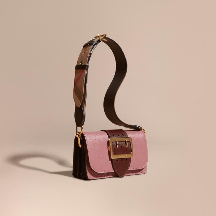 Burberry Burberry The Small Buckle Bag In Textured Leather, Pink