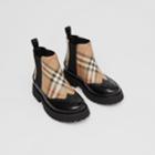 Burberry Burberry Childrens Vintage Check Leather Chelsea Boots, Size: 27, Beige