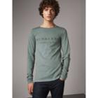 Burberry Burberry Long-sleeve Embroidered Cotton Top, Green