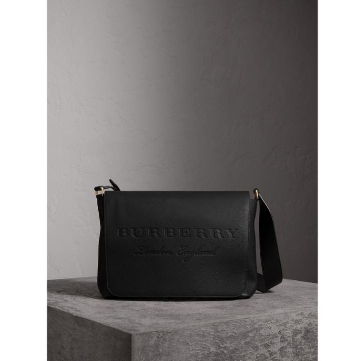 Burberry Burberry Large Embossed Leather Messenger Bag