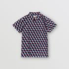 Burberry Burberry Childrens Short-sleeve Geometric Print Cotton Shirt, Size: 12y, Blue
