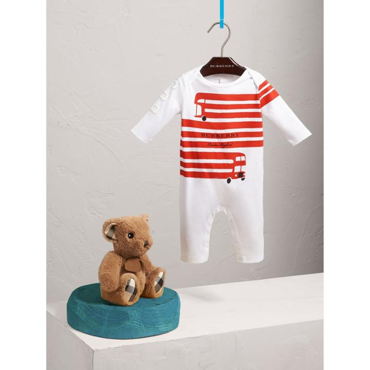 Burberry Burberry London Icons Print Cotton Jumpsuit, Size: 6m, White