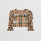 Burberry Burberry Childrens Puff-sleeve Vintage Check Stretch Cotton Blouse, Size: 12m