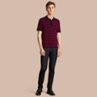 Burberry Burberry Breton Stripe Cotton Polo Shirt, Size: M, Blue