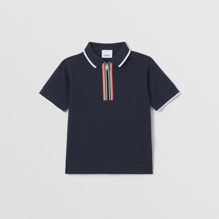 Burberry Burberry Childrens Icon Stripe Detail Cotton Zip-front Polo Shirt, Size: 4y