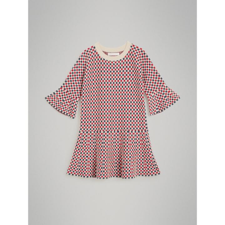 Burberry Burberry Chequered Cashmere Lurex Blend Dress, Size: 12y