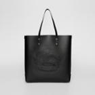 Burberry Burberry Large Embossed Crest Leather Tote, Black