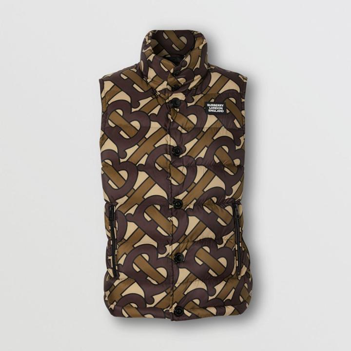 Burberry Burberry Monogram Print Puffer Gilet, Size: Xxs, Bridle Brown