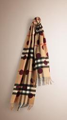 Burberry The Classic Cashmere Scarf In Check And Dots